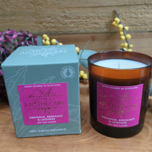 Geranium with Bergamot & Lavender - Large Amber Jar Candle