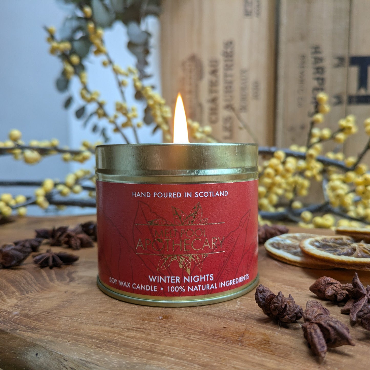 Winter Nights - Large Gold Tin Candle