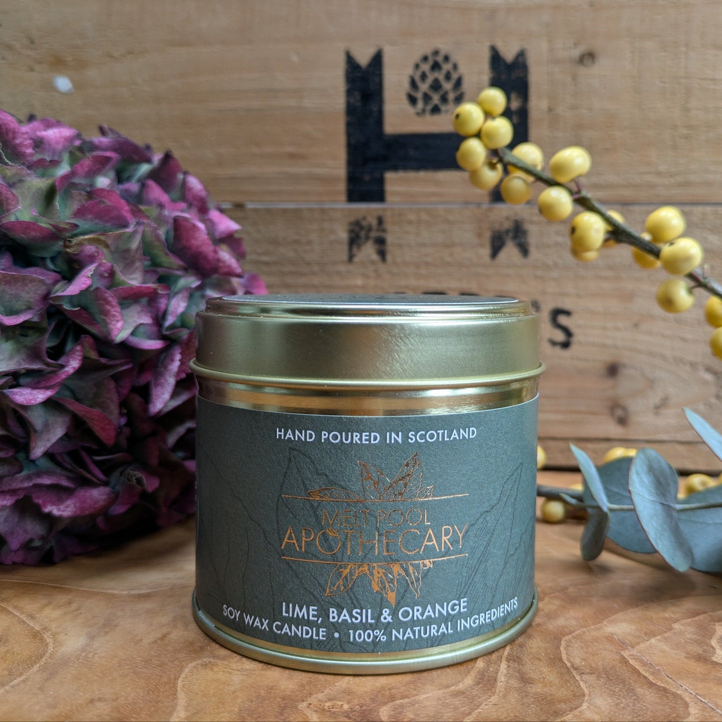 Lime with Basil & Orange - Large Gold Tin Candle