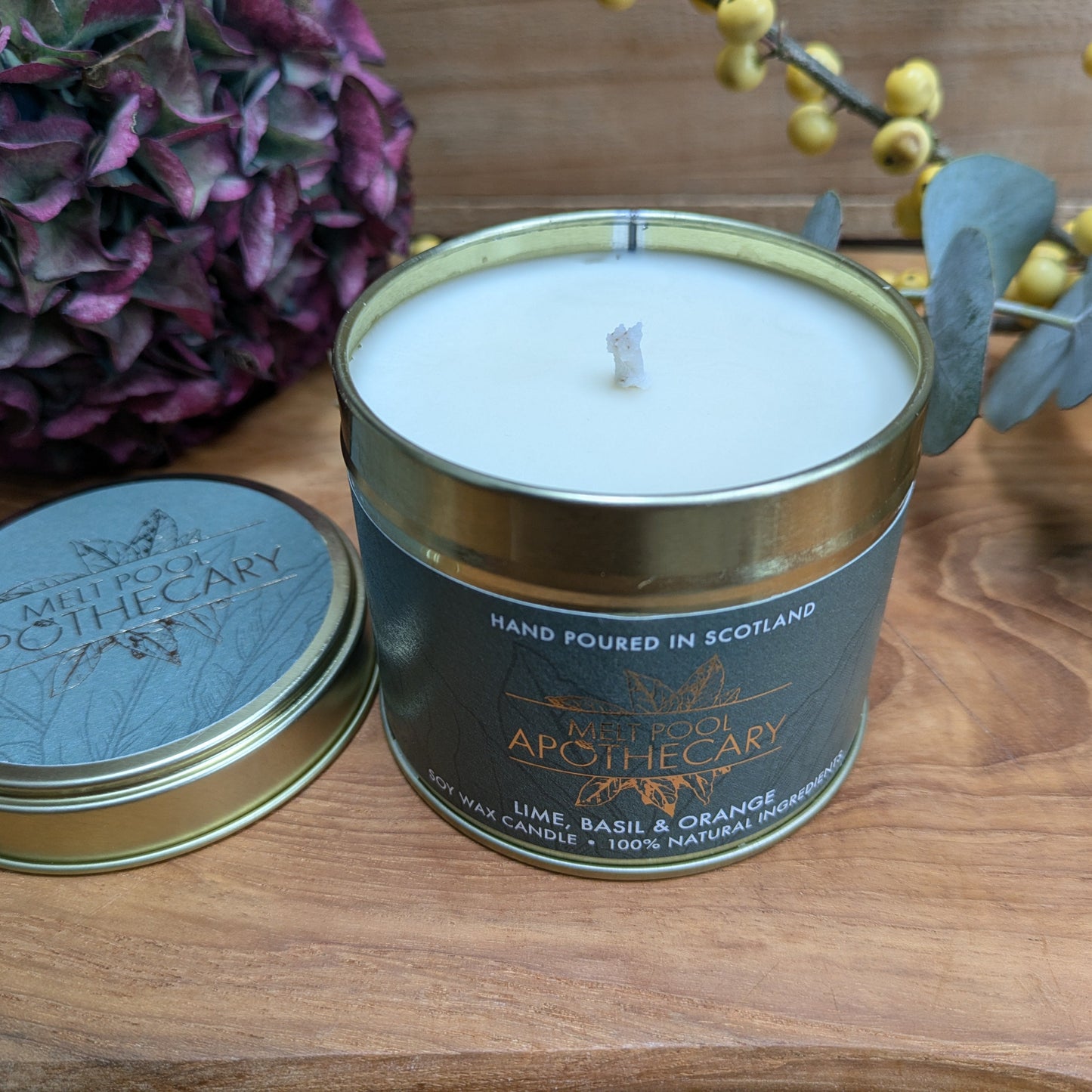 Lime with Basil & Orange - Large Gold Tin Candle