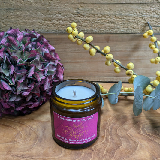 Geranium with Bergamot & Lavender - Amber Jar Candle