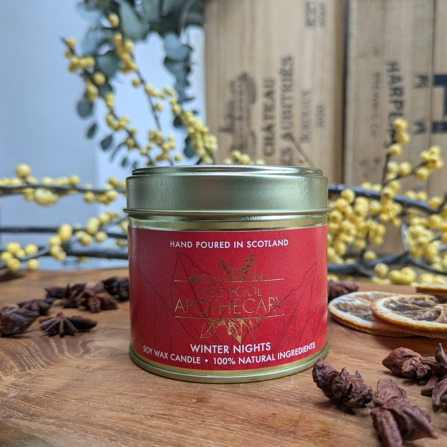 Winter Nights - Large Gold Tin Candle