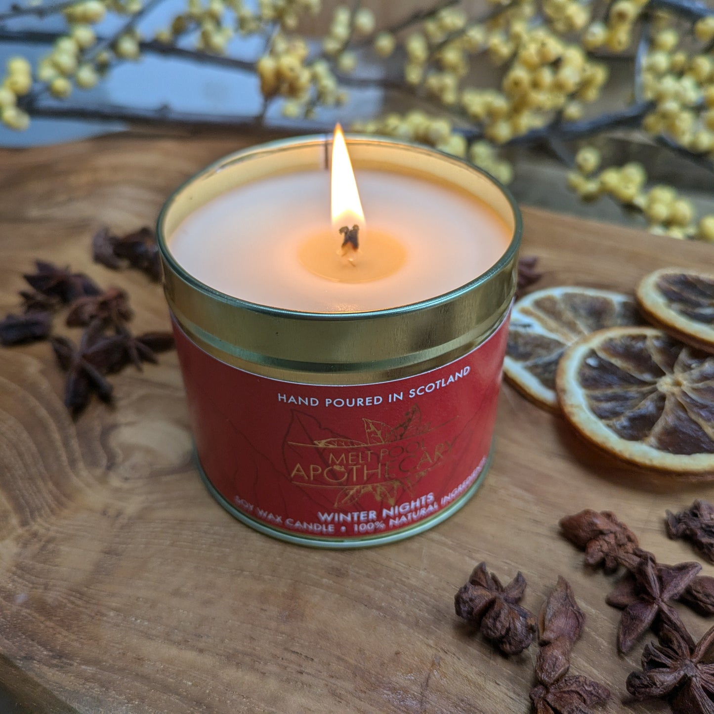 Winter Nights - Large Gold Tin Candle